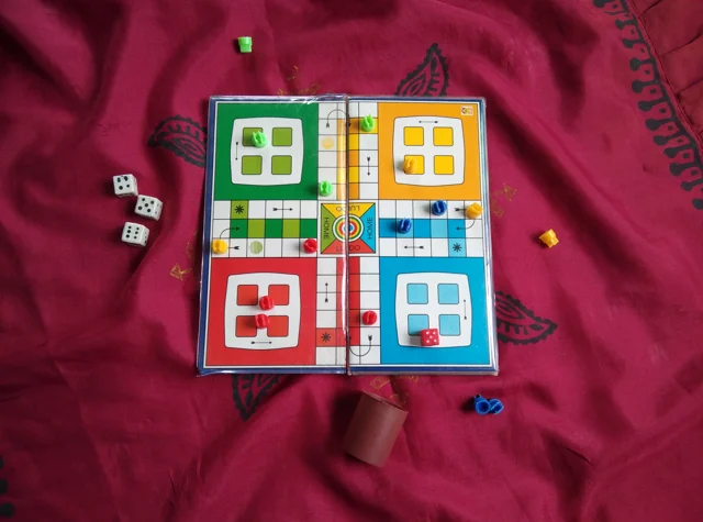 Representative photograph of a Ludo board