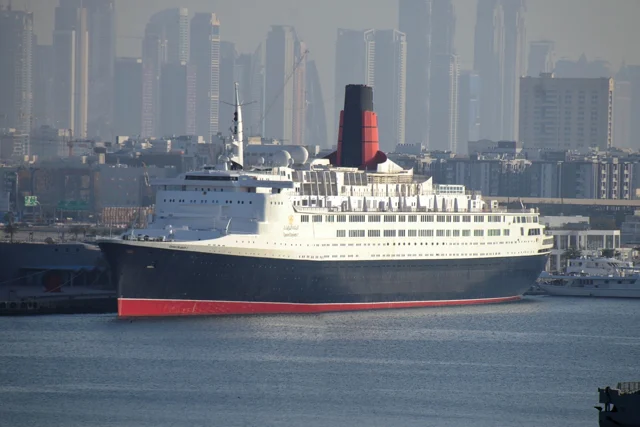 QE2 exterior at Port Rashid photographed in 2020