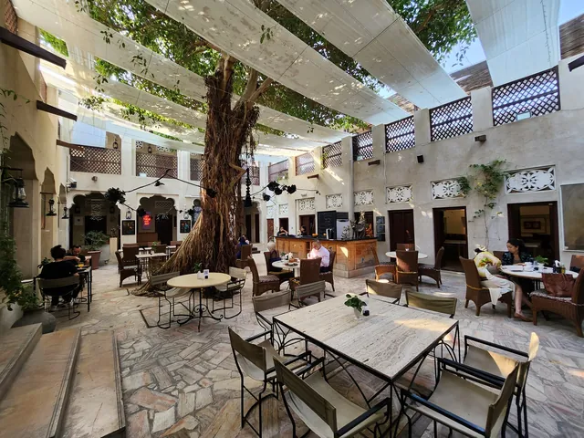 Shaded courtyard and tree at XVA Art Hotel and Gallery in Al Fahidi, Dubai.