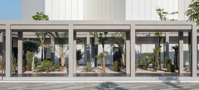Courtyard architecture and garden at Jameel Arts Centre