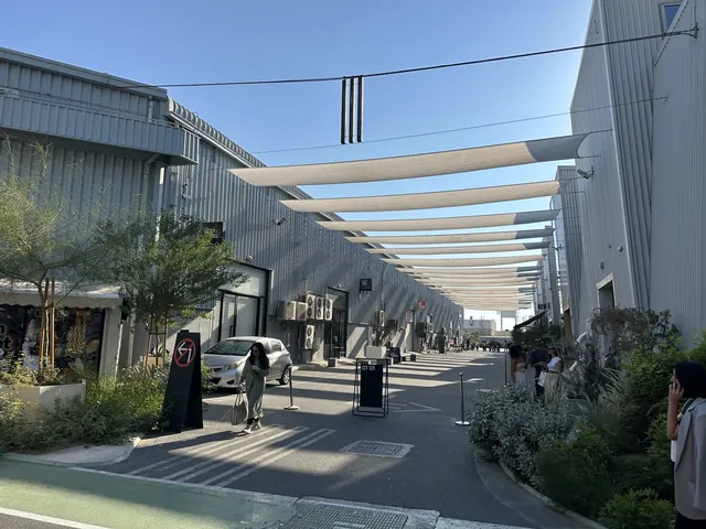 Pedestrian lane at Alserkal Avenue; the Common Room is in Warehouse 51.