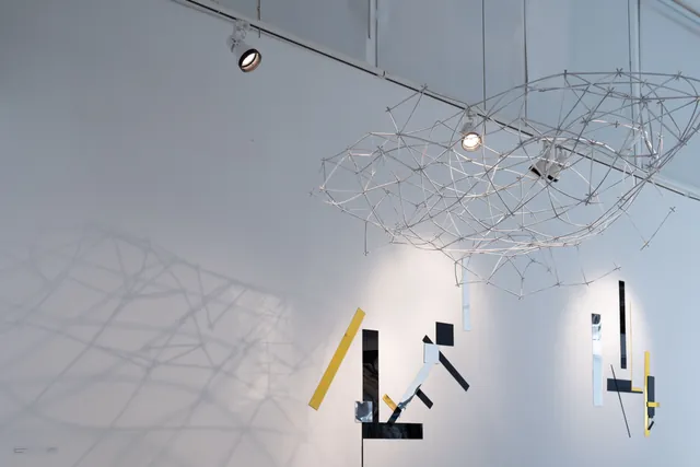 A past Tashkeel exhibition with an airy suspended installation.